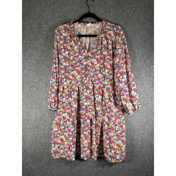 Gap Dress Women Large Pink Long Sleeve Ruffle‎ Tiered Floral Summer Dainty - Picture 1 of 9